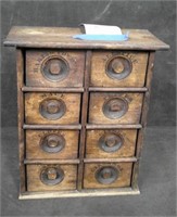 SMALL WOOD SPICE CABINET WITH 8 DRAWERS