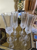 4 Traditional Cristal d'Arques Champagne Flute