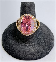 X-Tra Large Sterling Pink CZ Ring 11 Gr Size 8