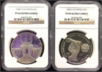 1984-S PF66 & 1983-S PF69 Olympics $1 Coin