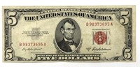 Series 1953 A Five Dollar Bill Red Seal