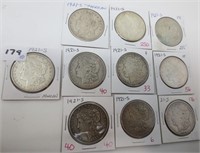 10 - 1921-S Morgan silver dollars