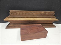 Heavy Oak Wall Shelf 30" L, Wood Box & Trim