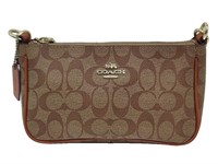 Coach Beige Leather CC Monogram Underarm Bag