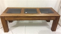 Wood Coffee Table w/ 3 Glass Inserts