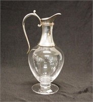 Sterling silver & footed glass claret jug