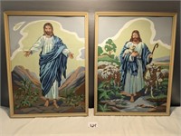 2- Jesus- Framed Vintage Paint by Number Paintings