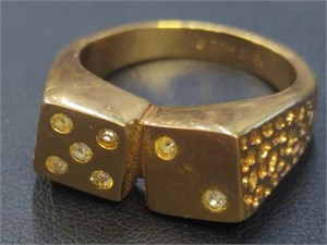 18 kt hge dice ring size 12