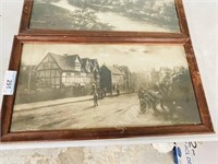 2 framed vintage pictures - England - 11.5 x 21.5"