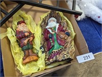 (2) Santa Figurines, Decorative Ladders, & Other