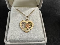 10k Rose Gold Black Hills Heart Pendant Necklace