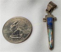 Signed Sterling Inlaid Lapis & Opal Pendant