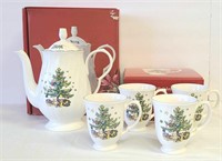 Nikko Happy Holidays Cup Pot & 4 Mugs