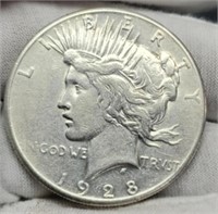1928 Peace Silver Dollar AU