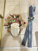 Miscellaneous Christmas decor wooden skis and