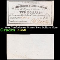 1861 Confederate States Two Dollars Note Grades Ch