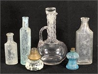 Atq Glass Bottles, Decanter, Doorknob
