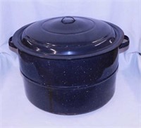 Graniteware canning pot w/ lid & rack, 16.5" x