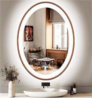 ARUMMA 20x30 Oval Wood LED Mirror