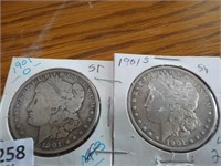 2 Silver dollars EA 1901 O, 1901 S Each x 2