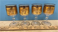 4 Decorated Sherry Glasses