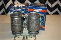 MILLER BRANDS STEINS, SET OF 2, HOLIDAY STEIN AND