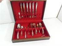 Box of Community Silver Plated Flatware & More