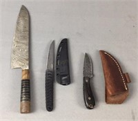 3x Assorted Demascus Blade Knives
