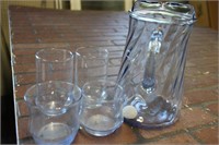 Collection of Tea Pitcher w/4 glasses