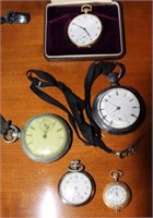 pocket watches including "E. Hamilton Watch Co. 17
