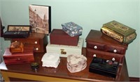 assorted jewelry & other small boxes including