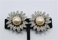 1960s Bellini Signed Rhinestone Flower Earrings
