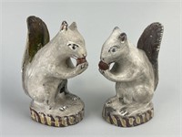 Early Antique Chalkware Squirrels.