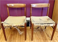 PAIR MCM ROSEWOOD WOVEN SEAT CHAIRS