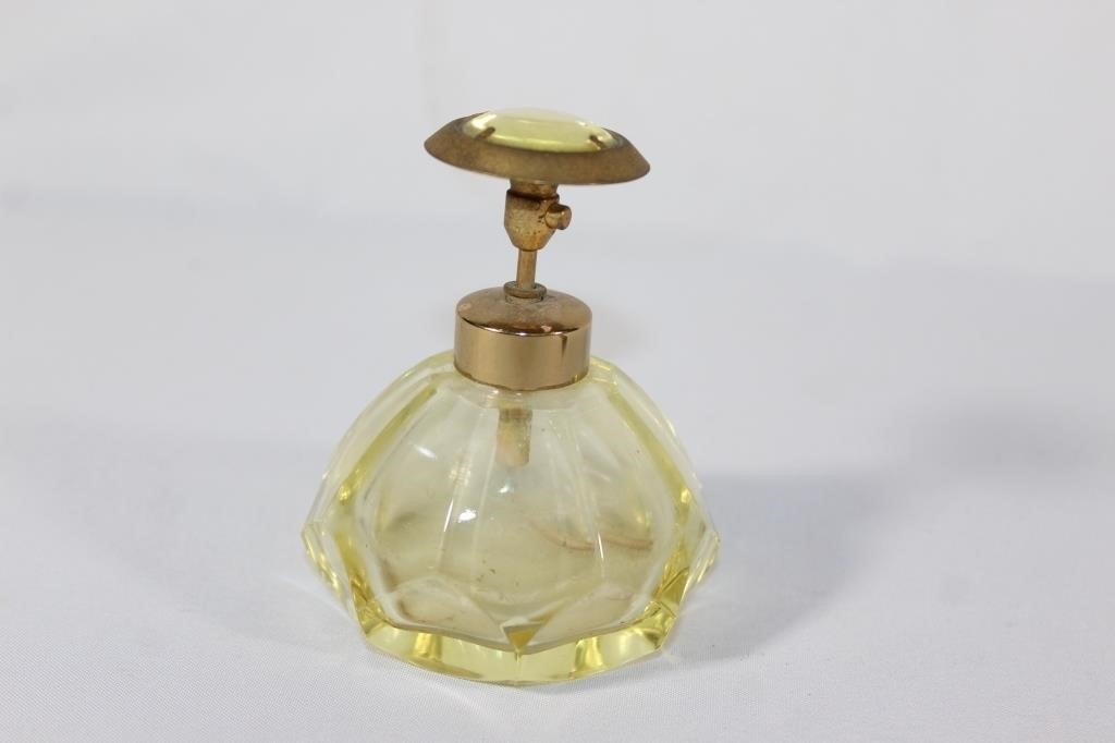 Vintage Yellow Perfume Bottle w/Spray