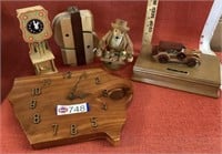 Wooden Clock, box, bank, and more!