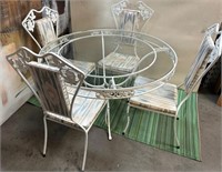 11 - GLASS TOP PATIO TABLE W/ 4 CHAIRS