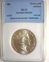 1992 10 Dollars NNC MS70 Northern Territory