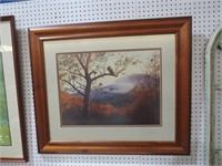 CHESTNUT FRAMED MATTED EAGLE IN MOUNTAINS PRINT