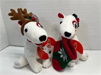 2 Target Bullseye Christmas Plush Dogs
