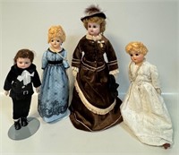 NICE LOT OF ANTIQUE WASHABLE DOLLS & WAX DOLL