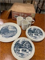 Currier and Ives set missing one cup in the origix