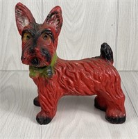 VINTAGE CHALKWARE TERRIER DOG STATUE 11" TALL