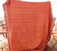 Antique country style red and white hand woven