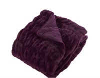 Guillaume Faux Fur 56" x 70" Ruched Throw PURPLE