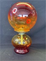 Antique amber glass oil lamp