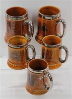 5pc Lord Nelson Pottery Assorted Beer Steins
