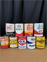 Lot of 9 1 Qt Vintage Motor Oil Cans