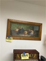 Signed fruit picture with oak frame