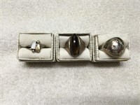 3 VINTAGE STERLING SILVER LADIES RINGS